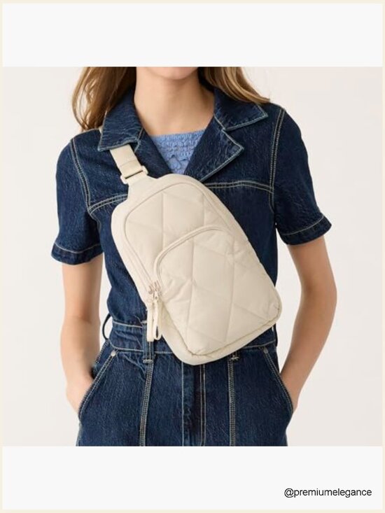 Lightweight Diamond Quilted Sling Backpack with Recycled Fabric main image 5